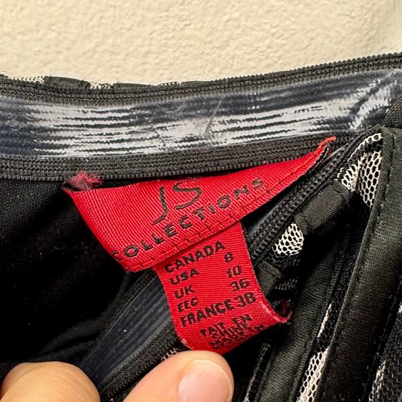 JS Collections Black and White Fit Flare Corset Midi Dress Stripe Vintage Y2K - Picture 5 of 9